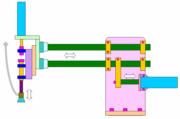 上下動作はスライドガイドとシリンダで